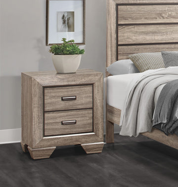 Natural Finish 1pc Nightstand Flat Cup Pulls Two natural-2 drawers-bedroom-wood