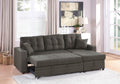 Ash Black Convertible Sectional Pull Out Bed Sofa antique black-wood-primary living space-tufted