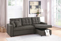 Ash Black Convertible Sectional Pull Out Bed Sofa antique black-wood-primary living space-tufted