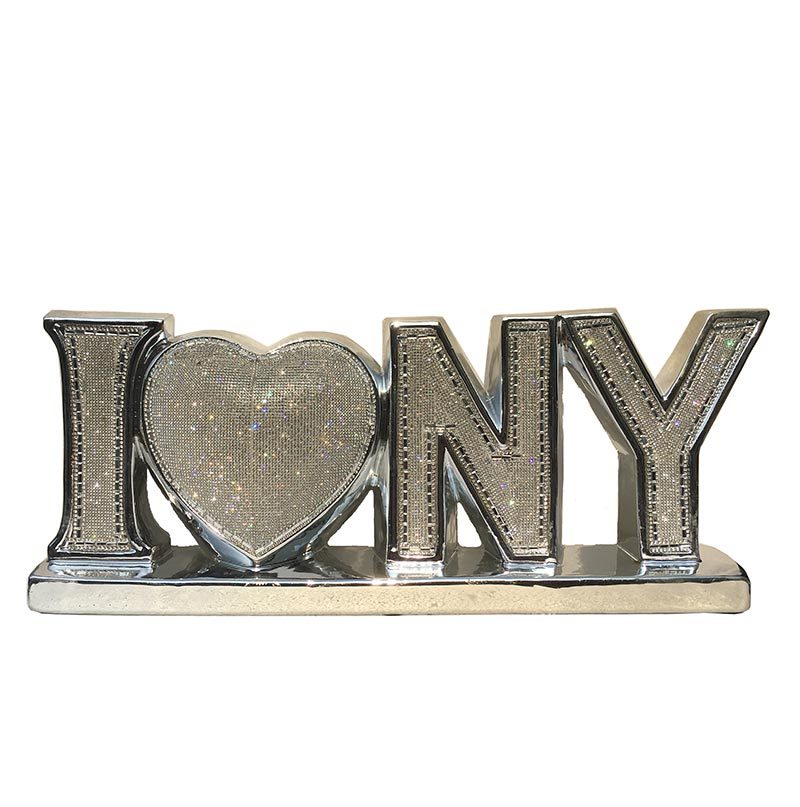 "I Love York" Ceramic Chrome Plated Table Top in silver-ceramic