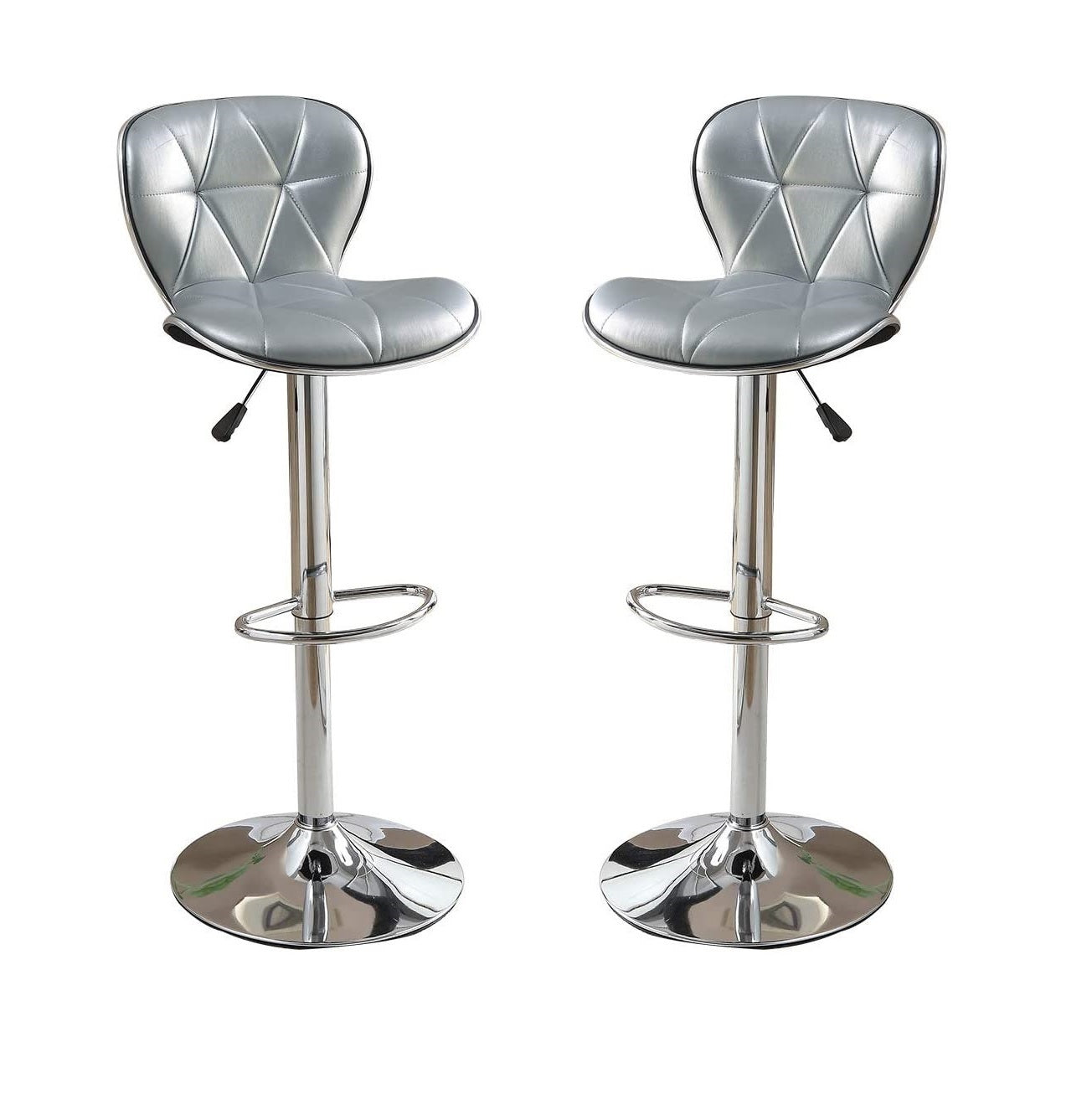 Silver Grey Faux Leather PVC Stool Counter Height silver-dining room-contemporary-modern-tufted