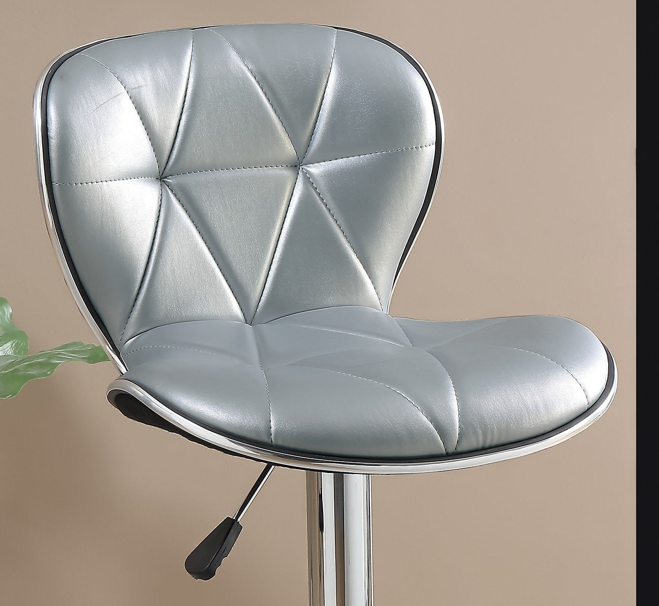 Silver Grey Faux Leather PVC Stool Counter Height silver-dining room-contemporary-modern-tufted