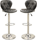 Black Faux Leather Stool Counter Height Chairs Set of black-dining room-modern-metal