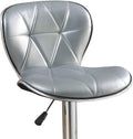 Silver Grey Faux Leather PVC Stool Counter Height silver-dining room-contemporary-modern-tufted