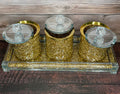 Ambrose Exquisite Tea, Sugar, Coffee Canisters with gold-glass