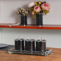 Ambrose Exquisite Tea, Sugar, Coffee Canisters with black-glass