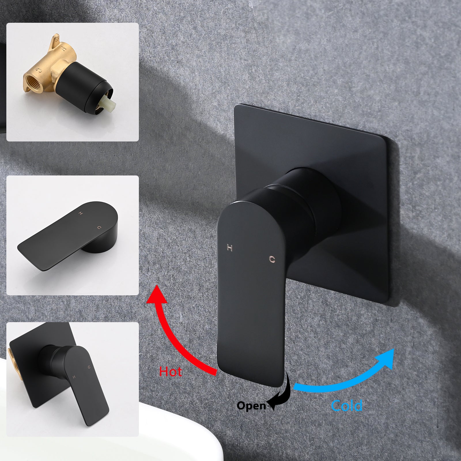 Wall Mount Waterfall Bathtub Faucet matte black-stainless steel