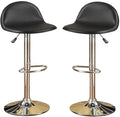 Black Faux Leather Stool Adjustable Height Chairs Set black-dining room-contemporary-modern-bar