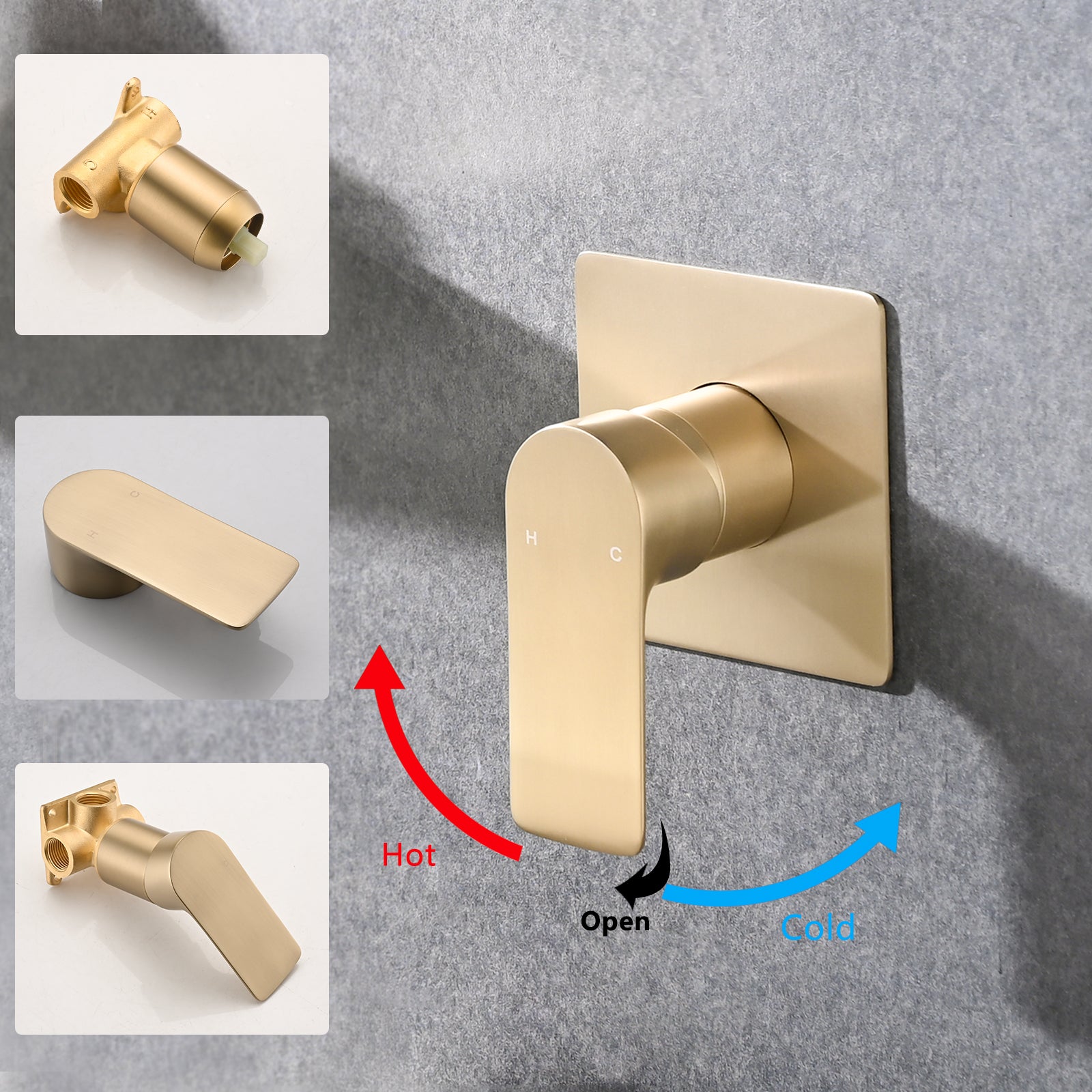 Wall Mount Waterfall Bathtub Faucet brushed gold-stainless steel