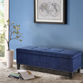 Tufted Top Soft Close Storage Bench blue-polyester