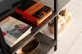 Leon 5 Tier Modern Ladder Bookshelf Organizers, Metal grey-solid wood