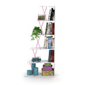 Furnish Home Store Modern 5 Tier Ladder Bookshelf white-solid wood