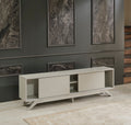 FurnisHome Store Luxia Mid Century Modern Tv Stand 2 grey-solid wood