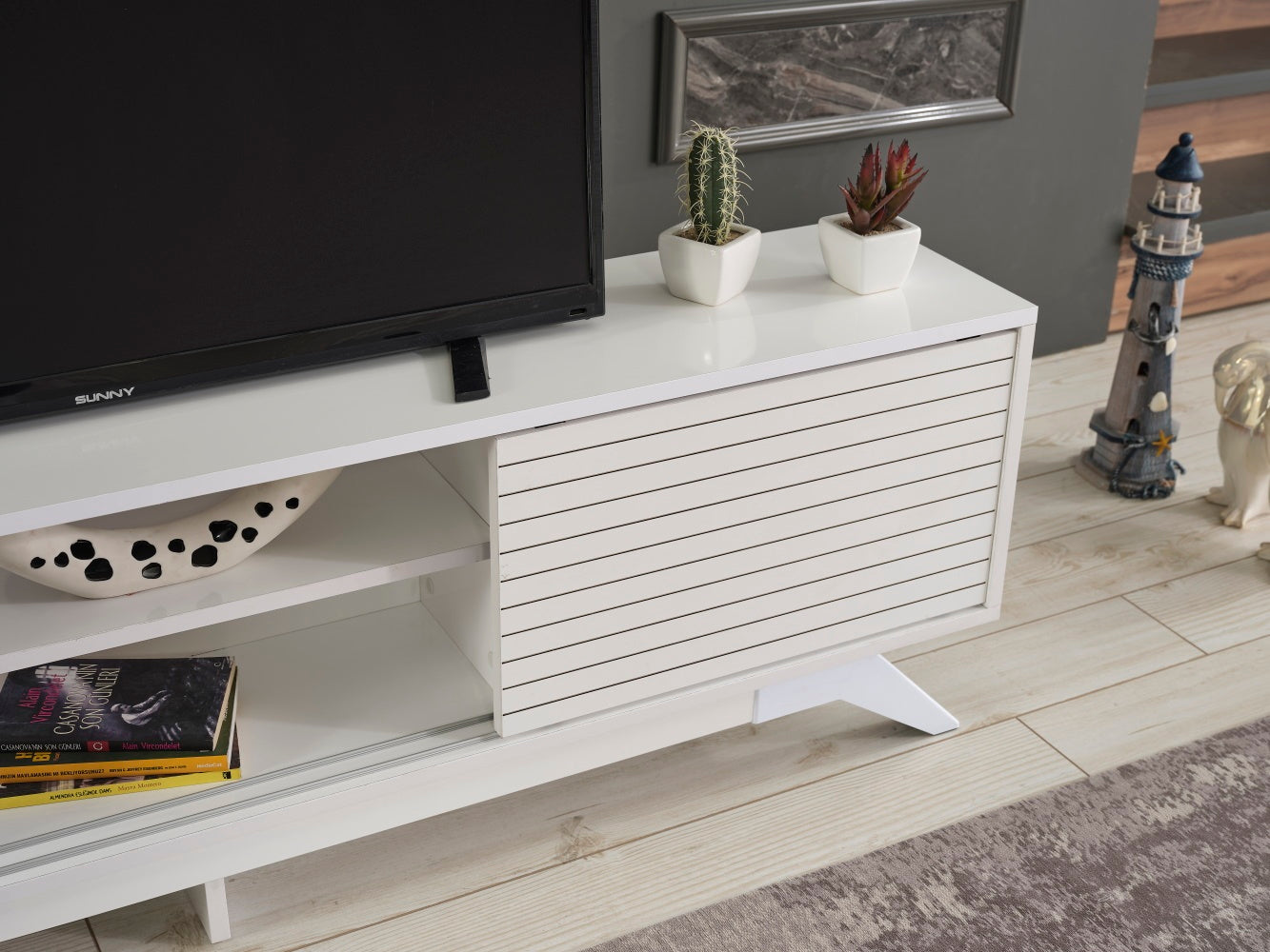 FurnisHome Store Luxia Mid Century Modern Tv Stand 2 white-solid wood