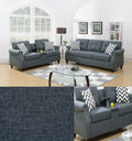 2pcs Sofa set Living Room Furniture Blue Gray Plush blue-gray-wood-primary living space-cushion