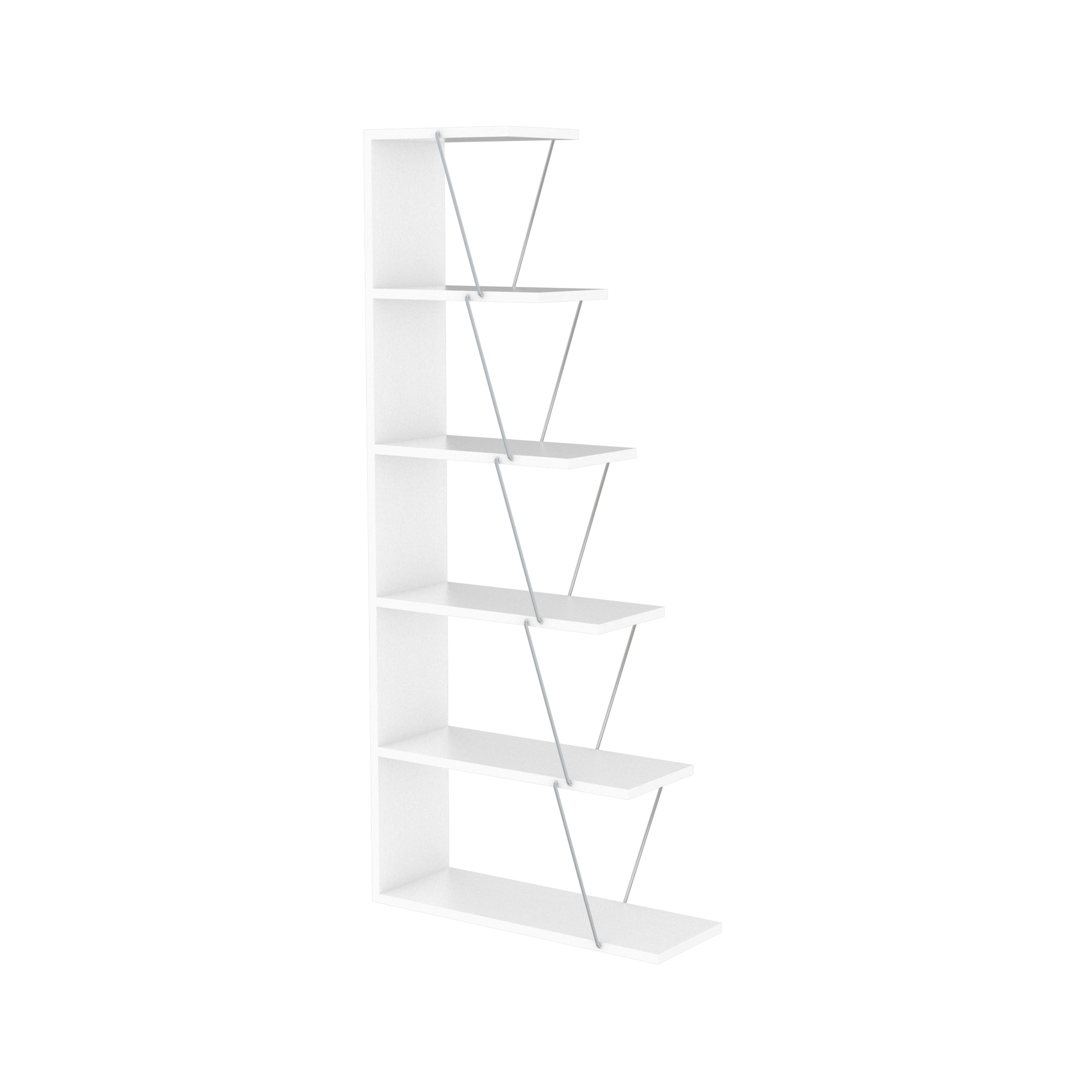 Furnish Home Store Modern 5 Tier Ladder Bookshelf white-solid wood