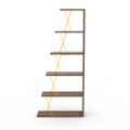 Furnish Home Store Modern 5 Tier Ladder Bookshelf walnut-solid wood