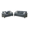 2pcs Sofa set Living Room Furniture Blue Gray Plush blue-gray-wood-primary living space-cushion