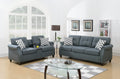 2pcs Sofa set Living Room Furniture Blue Gray Plush blue-gray-wood-primary living space-cushion