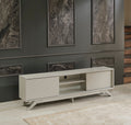 FurnisHome Store Luxia Mid Century Modern Tv Stand 2 grey-solid wood