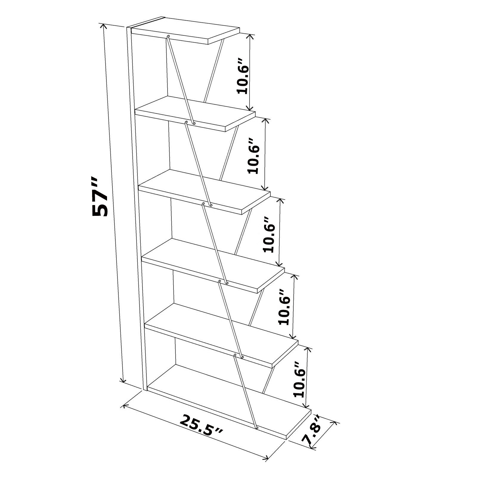 Furnish Home Store Modern 5 Tier Ladder Bookshelf walnut-solid wood