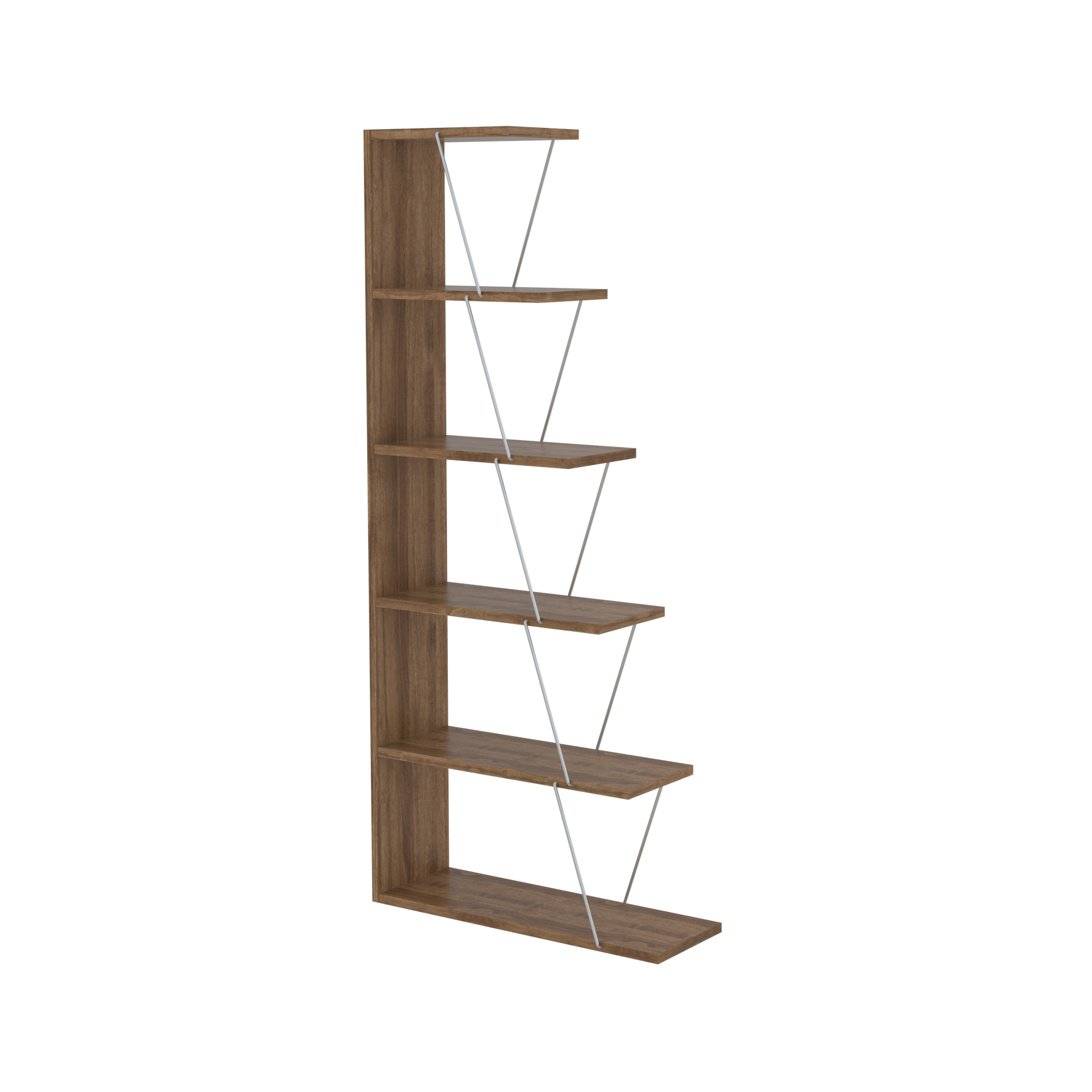 Furnish Home Store Modern 5 Tier Ladder Bookshelf walnut-solid wood