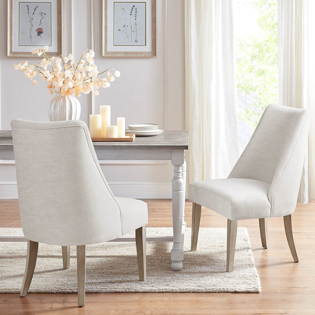 Upholstered Dining chair Set of 2 ivory-polyester