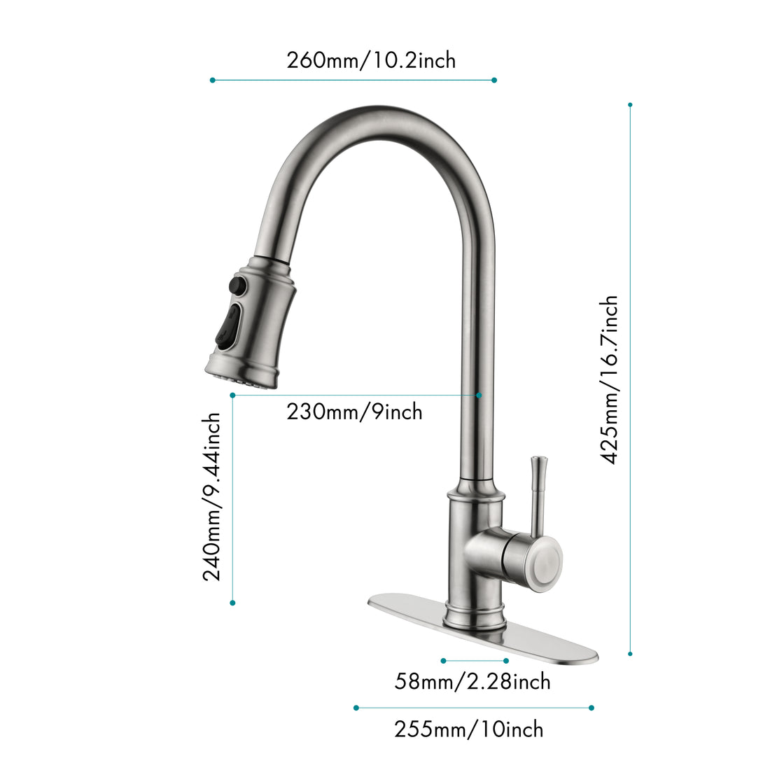 Touch Kitchen Faucet with Pull Down Sprayer matte black-stainless steel