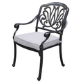 Patio Outdoor Aluminum Dining Armchair With Cushion dark gray+white-foam-aluminum