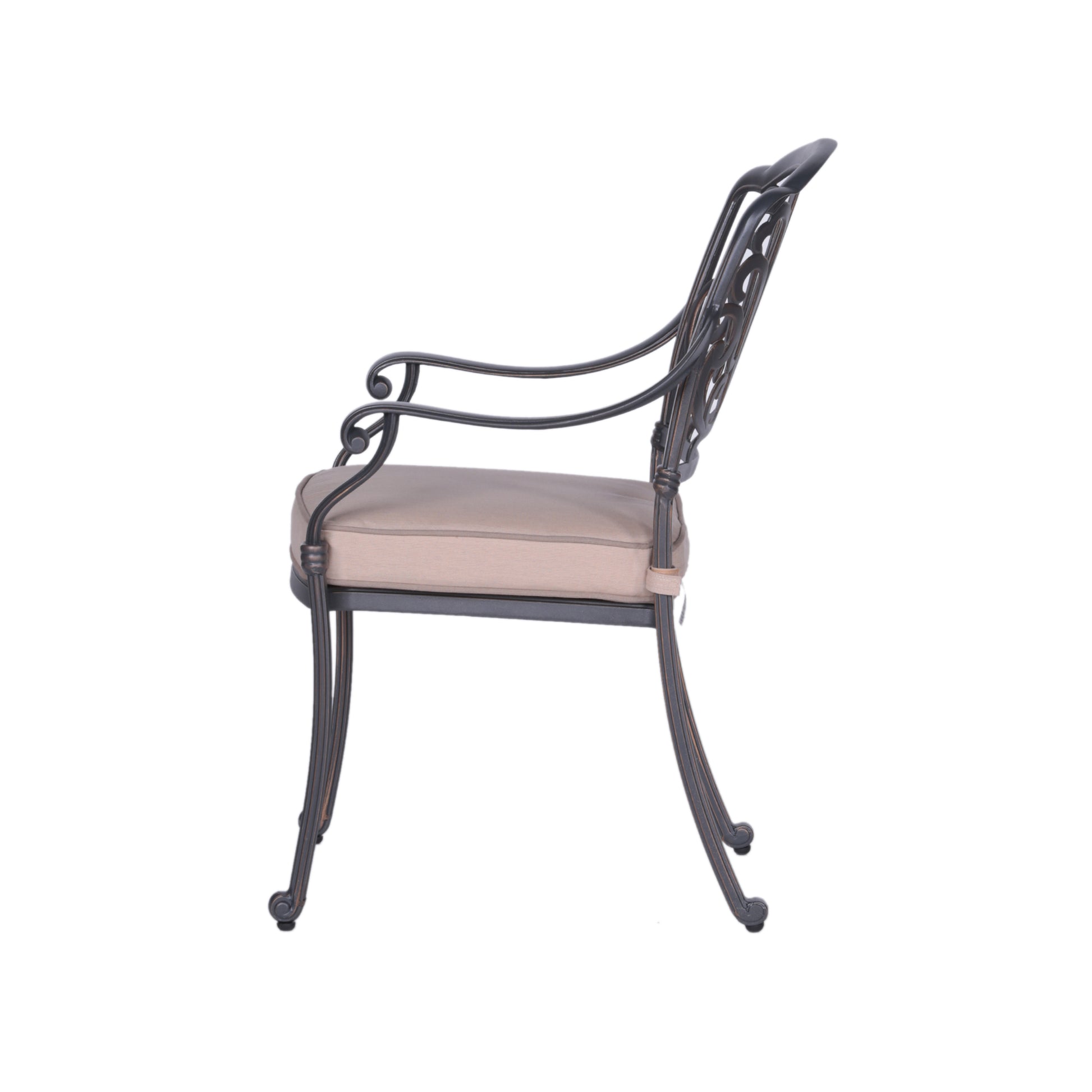 Patio Outdoor Aluminum Dining Armchair With Cushion grey+ivory-foam-aluminum