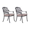 Patio Outdoor Aluminum Dining Armchair With Cushion grey+ivory-foam-aluminum