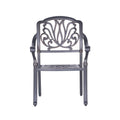 Patio Outdoor Aluminum Dining Armchair With Cushion gray+navy-foam-aluminum