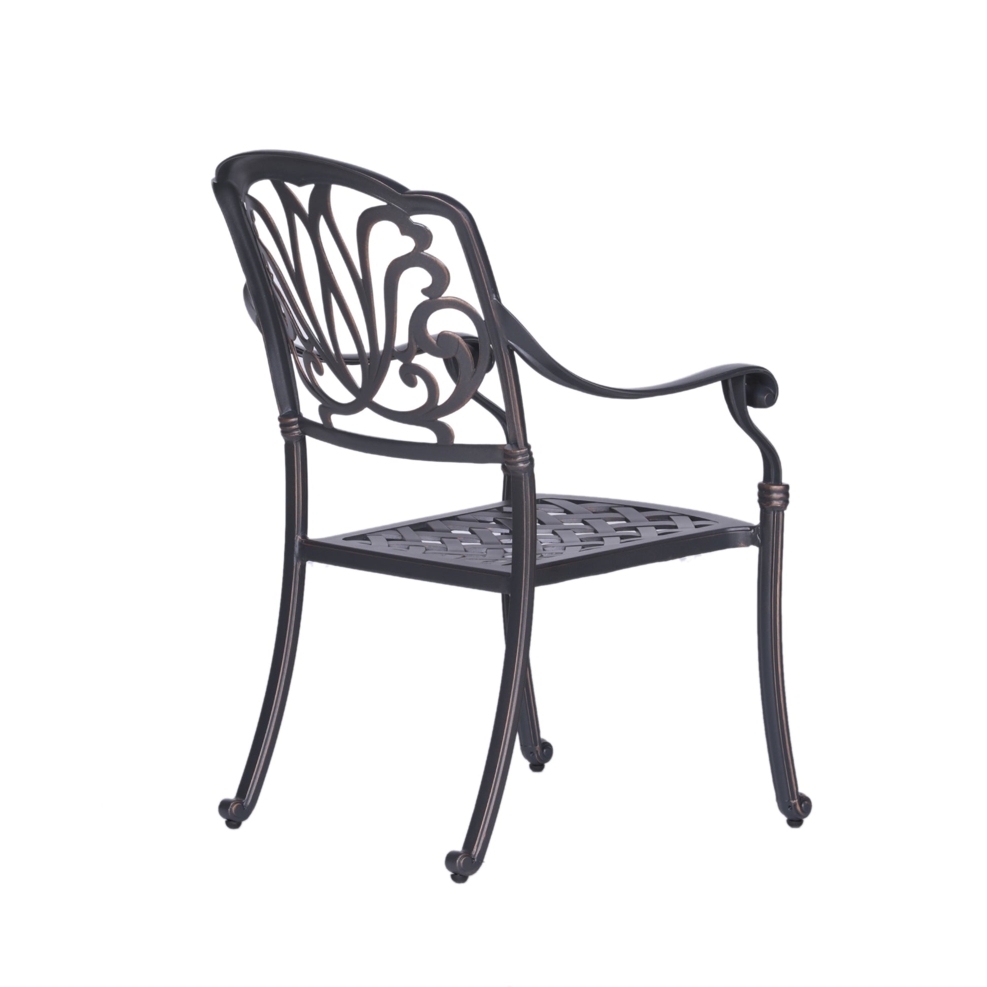 Patio Outdoor Aluminum Dining Armchair With Cushion gray+navy-foam-aluminum