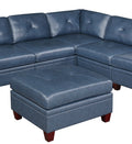 Genuine Leather Ink Blue Tufted 7pc Modular Sofa Set blue-genuine leather-wood-primary living