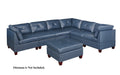 Genuine Leather Ink Blue Tufted 6pc Sectional Set 3x blue-genuine leather-wood-primary living