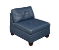 Contemporary Genuine Leather 1pc Armless Chair Ink blue-primary living