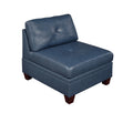 Genuine Leather Ink Blue Tufted 7pc Modular Sofa Set blue-genuine leather-wood-primary living