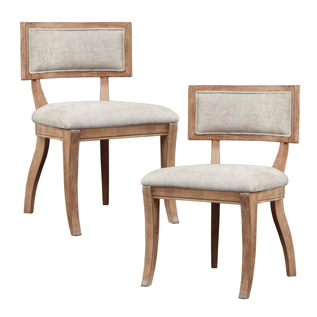 Dining Chair Set of 2 beige+light natural-polyester