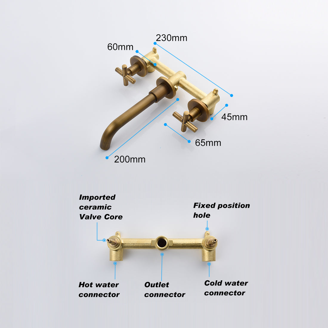 Bathroom Faucet Wall Mounted Bathroom Sink Faucet bronze-brass