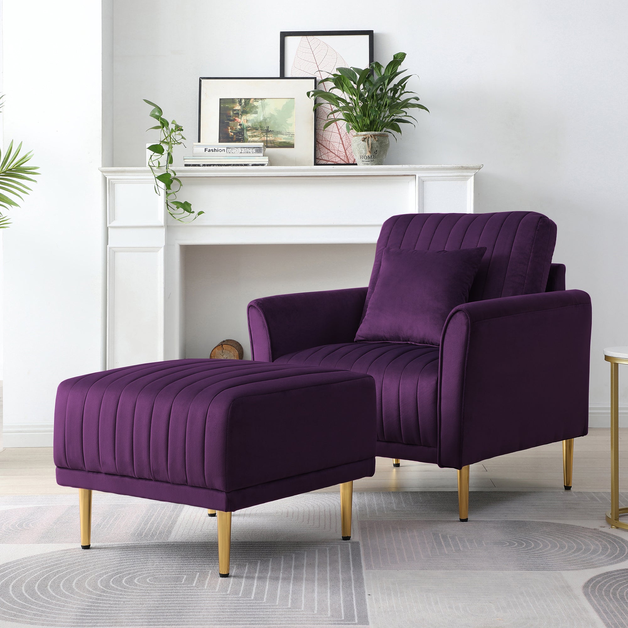 Accent Chair With Ottoman, Modern Tub Arm Chair -