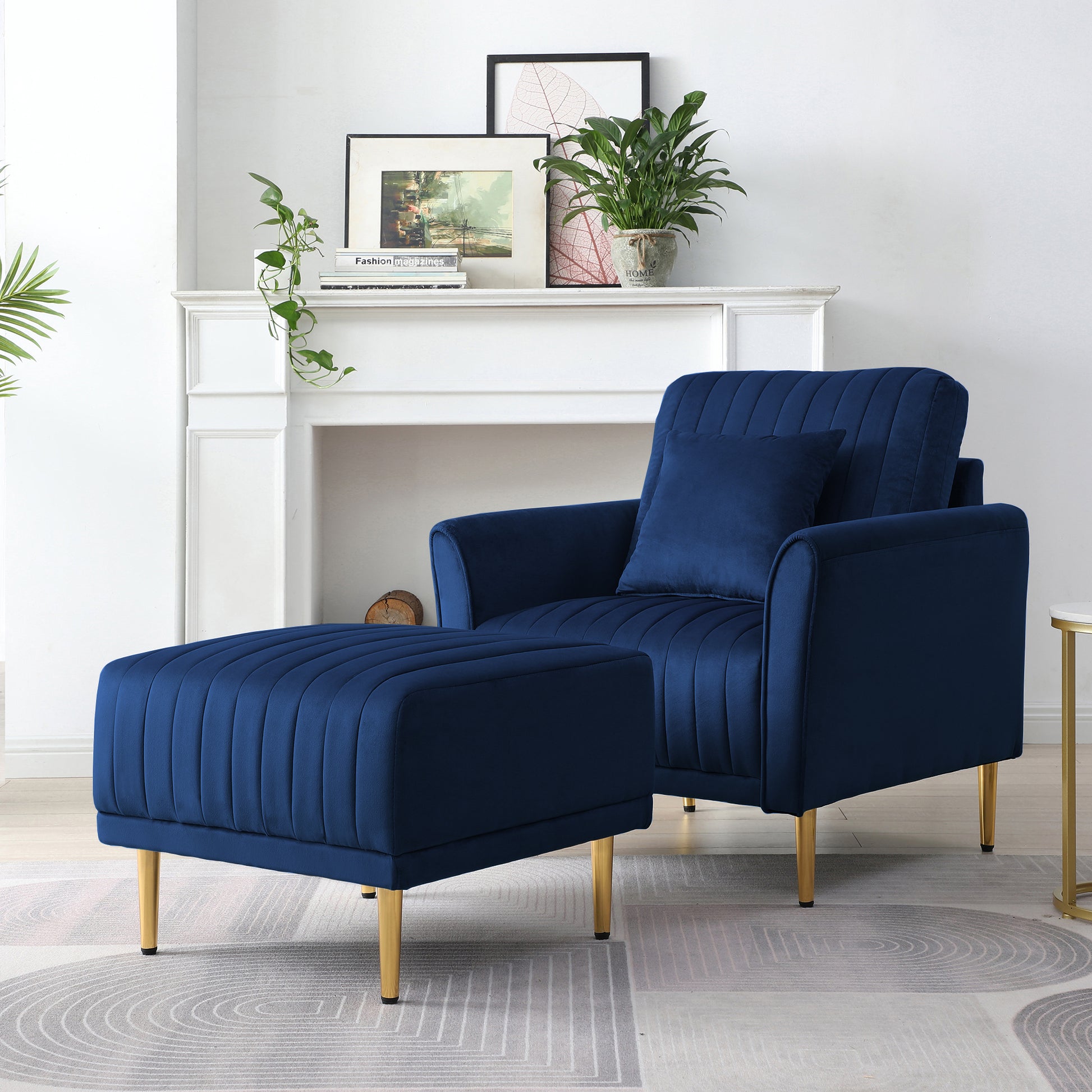 Accent Chair With Ottoman, Single Sofa Chair And