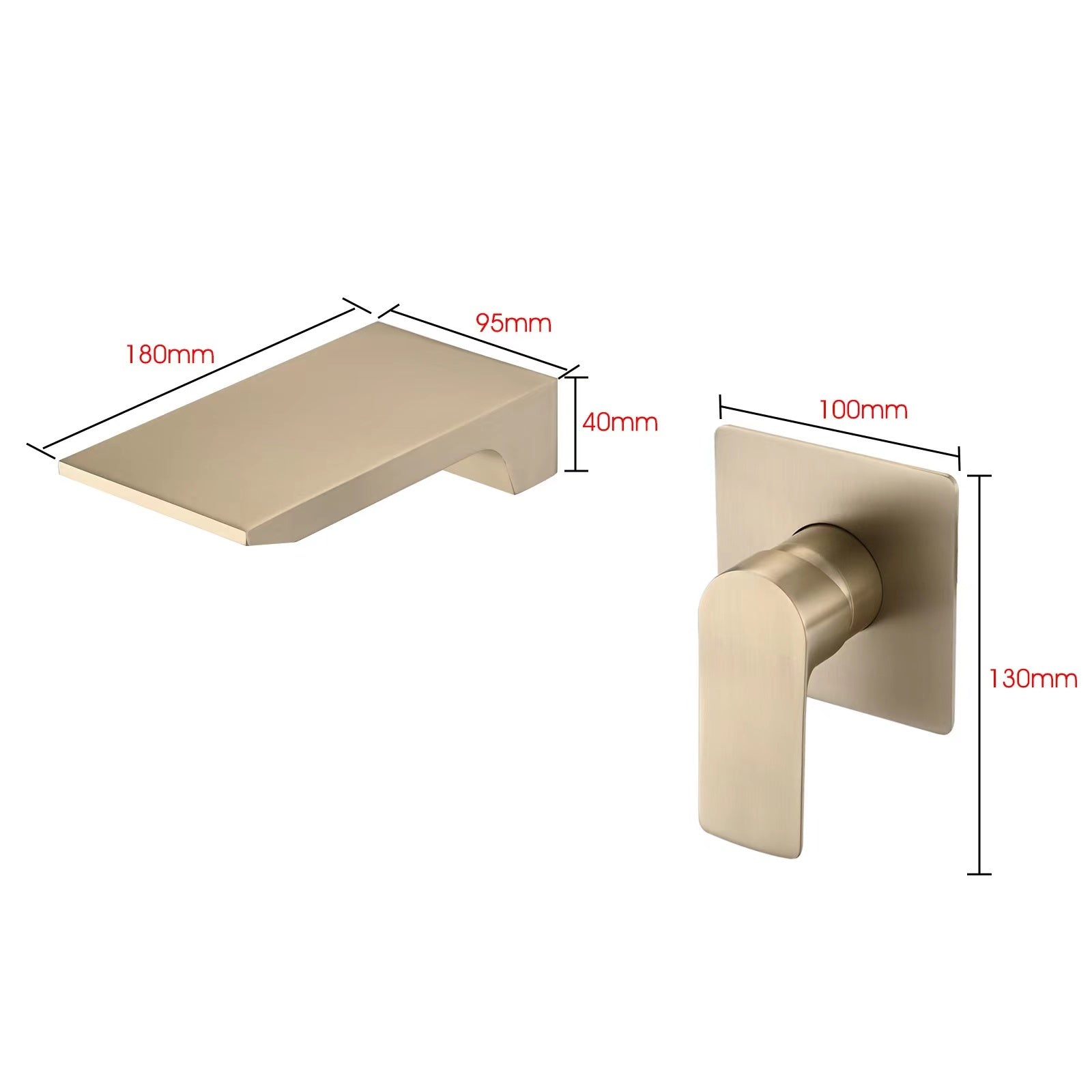 Wall Mount Waterfall Bathtub Faucet brushed gold-stainless steel