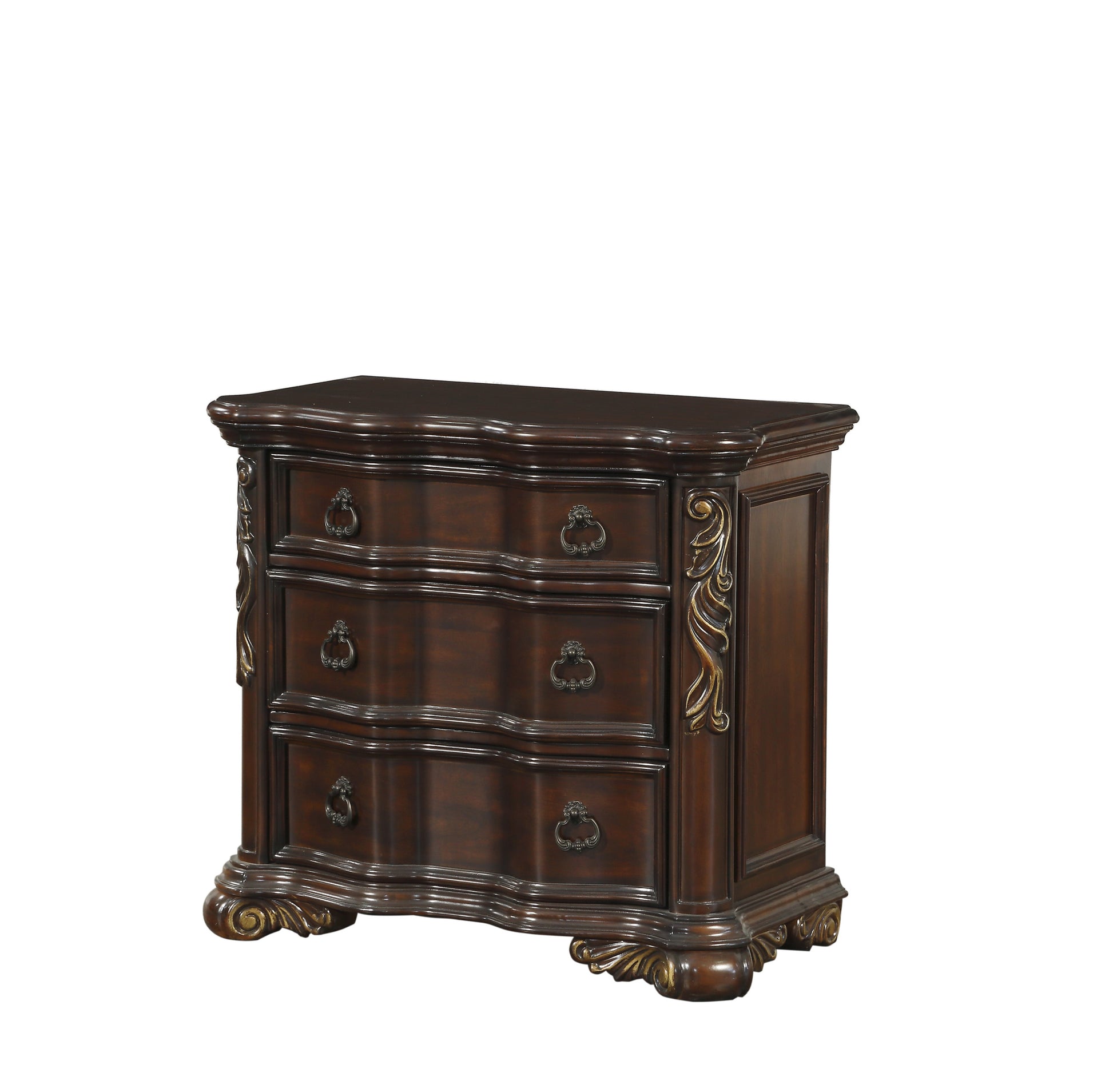 Royal Bedroom Cherry Finish Nightstand of 3