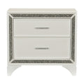 Glamourous Bedroom 1pc Nightstand Pearl White Metallic white-2 drawers-bedroom-glam-modern-wood