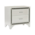 Glamourous Bedroom 1pc Nightstand Pearl White Metallic white-2 drawers-bedroom-glam-modern-wood