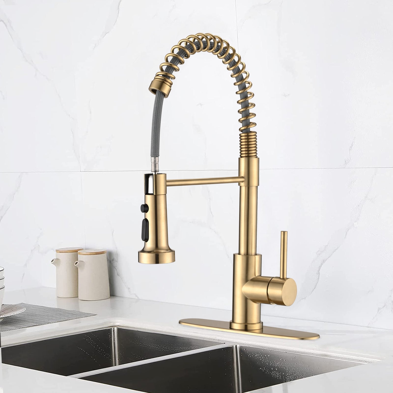 Pull Down Sprayer Spring Kitchen Sink Faucet