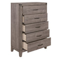 Brownish Gray Finish 1pc Bedroom Chest of 5 Drawers brown gray-bedroom-wood