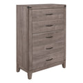 Brownish Gray Finish 1pc Bedroom Chest of 5 Drawers brown gray-bedroom-wood