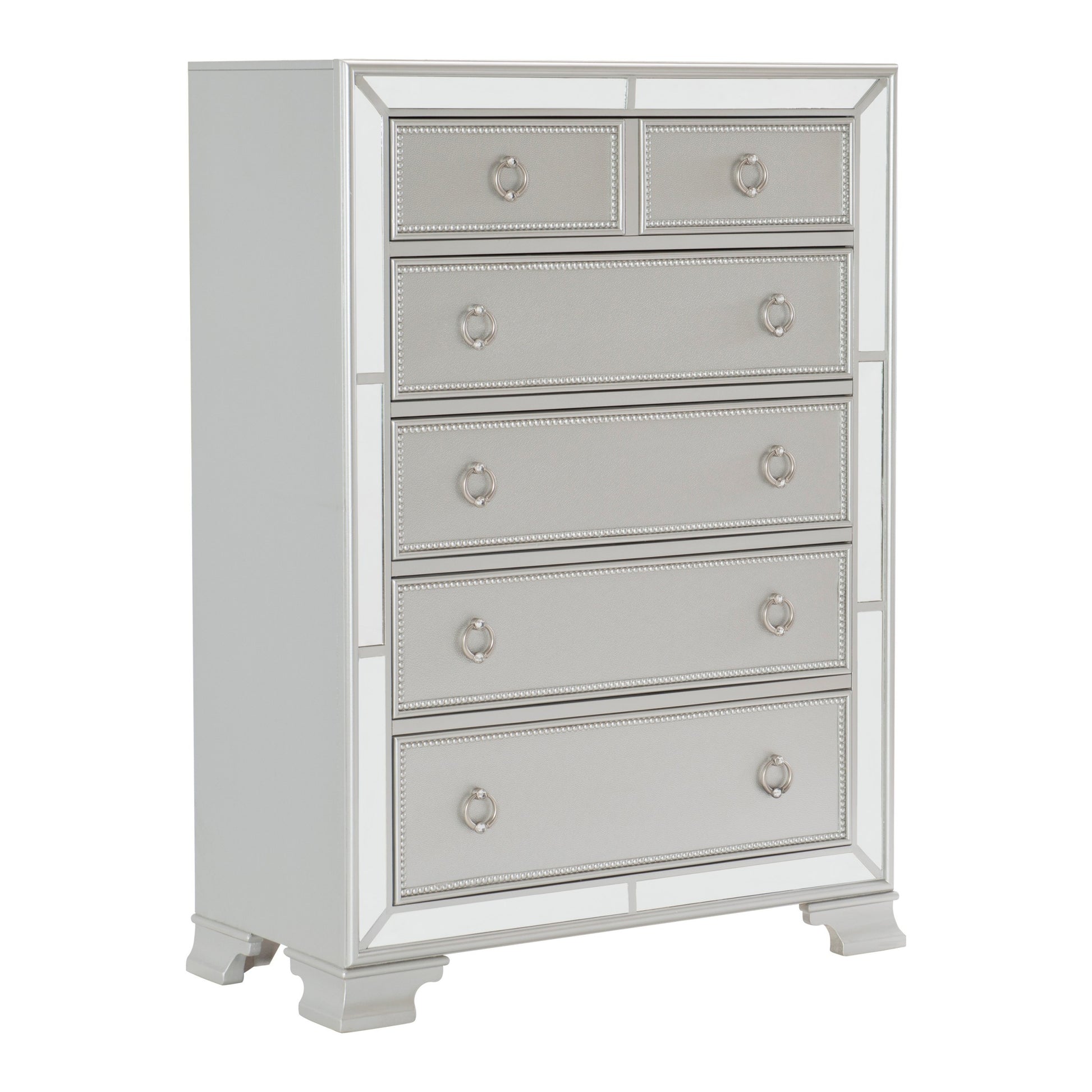 Modern Traditional Style 1pc Bedroom Chest of Drawers silver-bedroom-modern-traditional-wood