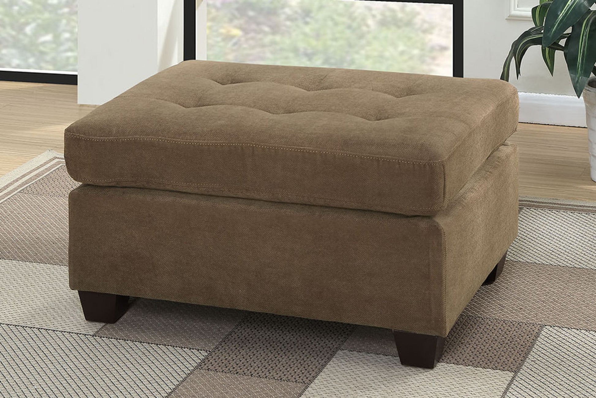 Cocktail Ottoman Waffle Suede Fabric Truffle Color W gray-suede-primary living